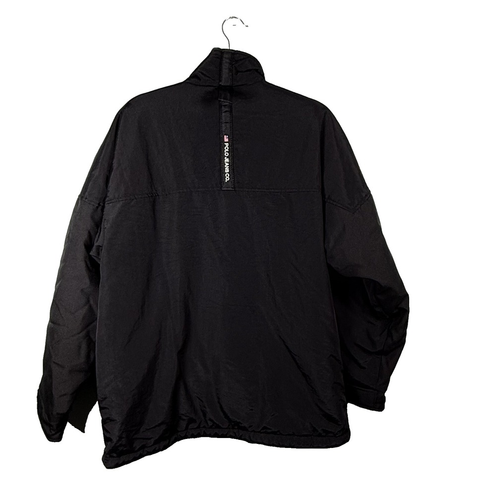 Polo Jeans Mens Coat Jacket Parka Nylon Fleece Lined Black M Stand Up Collar